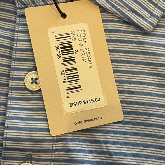 Peter Millar Men's XL Maritime Crown Comfort Cotton Trip Stripe Polo MSRP $115 - Picture 5 of 7